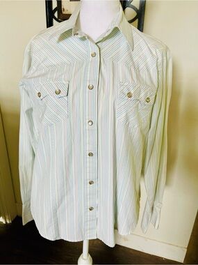 VINTAGE Cruel Girl Western Rodeo Striped Pearl Snap Shirt